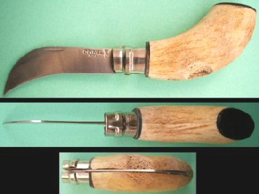 Serpette N°8 inox. Manche en os de corne de koudou et corne de buffle